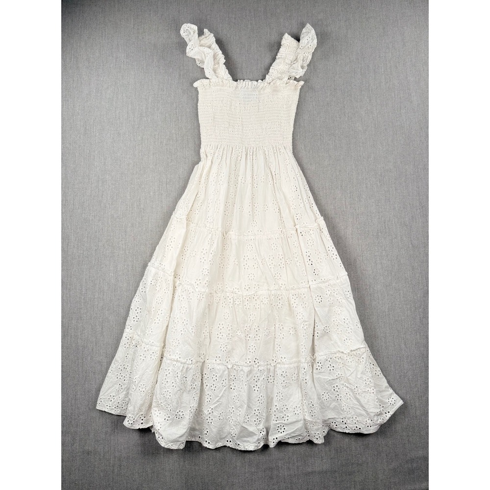 White Eyelet Maxi Dress with Ruffle Straps